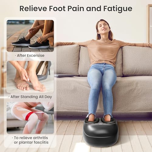COMFIER Foot Massager with Heat,FSA Eligible,Kneading,Vibration,Compression,Pause Function,Shiatsu feet Massager for Plant...