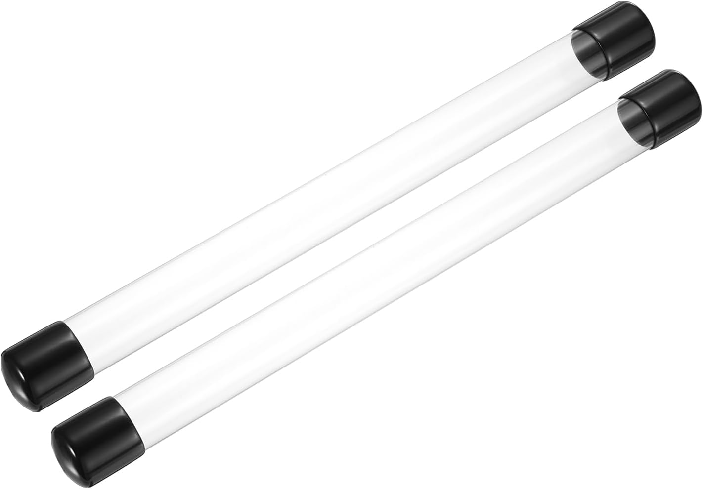 PATIKIL Clear Rigid Tube Round Plastic Tubing with Black Rubber Caps Polycarbonate Water Pipe, 305mm/ 12 Inch Length, 23mmx25mm/0.91"x0.98", 2 Set
