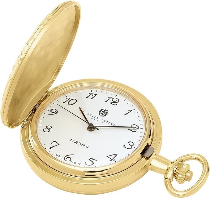 Charles Hubert 3842 Gold-Plated Mechanical Pocket Watch