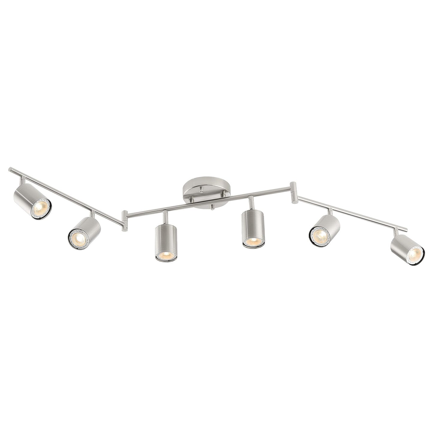 Vonluce 6 Light Track Light Fixture  Led Track Lighting Kit With Rotatable Track Heads  3-Color Gu10 Bulbs Included  Modern Ceiling Spotlight For Kitchen Office Closet Studio Bedroom  Nickel