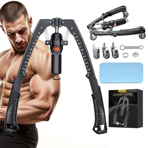 Twister Arm Trainer, 3 in 1 Hydraulic Power Chest Workout Equipment with Ab Roller Wheels and Hooks, Adjustable 22-440lbs ...