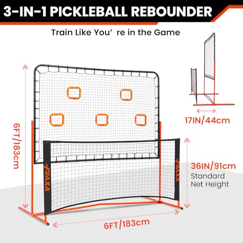 Fraxa Pickleball Rebounder Training Equipment - Pickleball Net for Solo Practice Drives Dinks Volley Accuracy - Portable f...