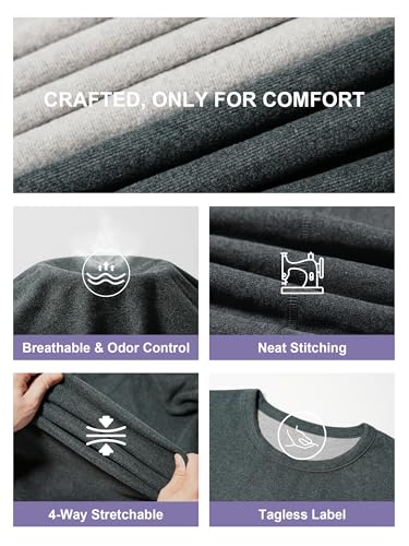 Raueupo Warm Thermal Underwear Set Mens Base Layer Long Johns Winter Hunting Gear Bottom Leggings Top with Mens Crew Socks
