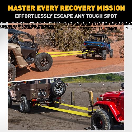 ELEAD Recovery Tow Strap Heavy Duty with Hooks 3" x 30Ft - 36000 LBS Break Strength, 3/4 D Ring Shackles (2pcs), Emergency...
