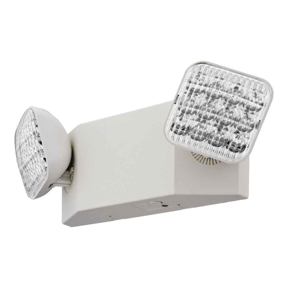 Lithonia Lighting LED Emergency Light, 90-Minute Backup, Dual Adjustable Heads, Wall Mount, Damp Rated, White, 2-Pack, Model EU2C CP2