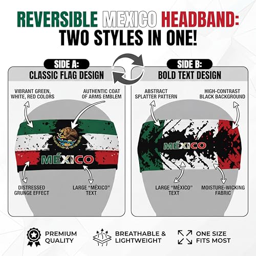 Fox & Fury World Reversible 2-in-1 Double Sided Flag Headband – 2026 Soccer Cup Sports Gear USA Mexico Germany Haiti & 25+...