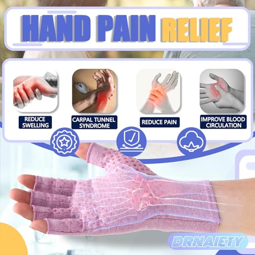 DRNAIETY Compression Gloves- Arthritis Gloves for Men & Women Hand Pain, for Relief of Rheumatoid Swelling, RSI, Carpal Tu...