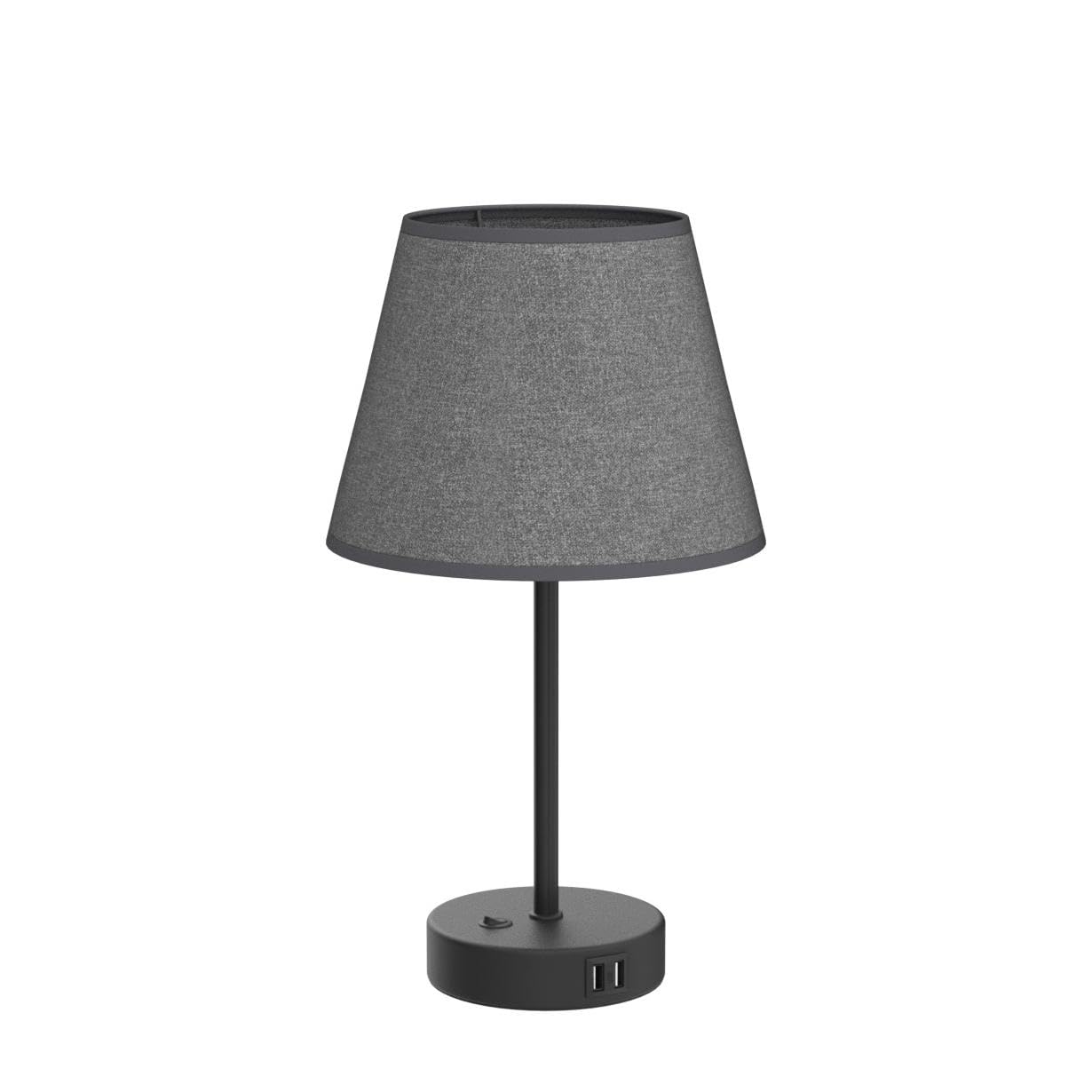 JS NOVA JUNS Table Lamp Set of 2, Modern Bedside Light with Dual USB Ports, Black Metal Base, Multicolor, Model JS33