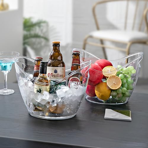 2 Pcs Ice Bucket 4 Liter Champagne Wine Bucket Clear Acrylic Beverage Tub Party Drinks Ice Tub for Wine, Champagne or Beer...