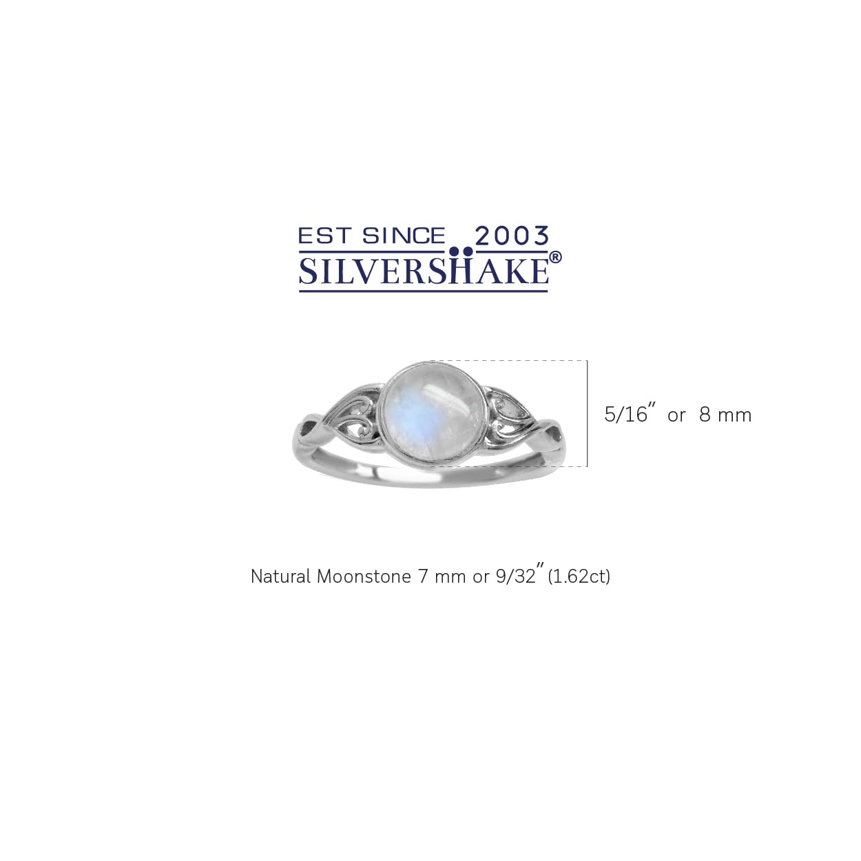Silvershake 7mm Natural Moonstone 925 Sterling Silver Victorian Style Solitaire Ring Size 12.5