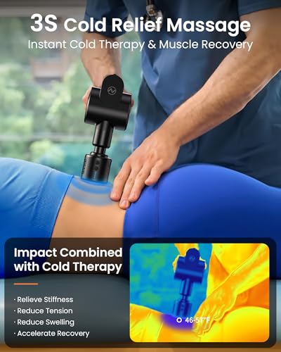 NAPRE Massage Gun with Heat and Cold Head,Deep Tissue Percussion Back Massager for Muscle/Neck/Body Pain Relief with Long ...