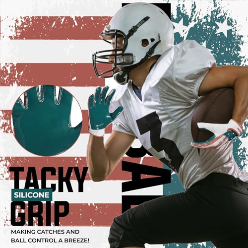 HANDLANDY Youth Football Gloves for Boys Girls, Sticky Wide Receiver Gloves for Kids, Junior Flag Football Gloves