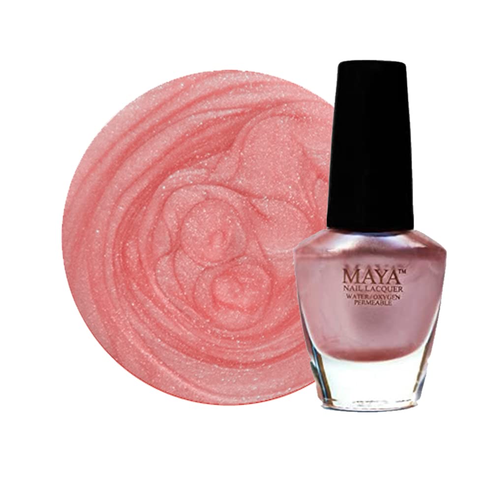 MAYA Nail Lacquer (Petallic Tea Pink). Breathable, Made in the USA, and 9-FREE