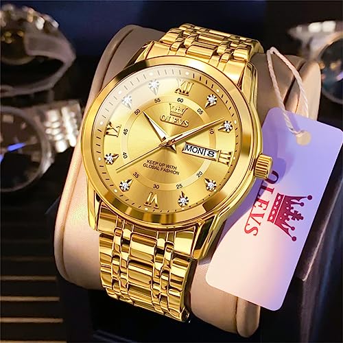 OLEVS Classic Men Watches with Date,Stainless Steel Man Watch with Date, Bussiness Watches for Men,Luminous Quartz Mens Wa...