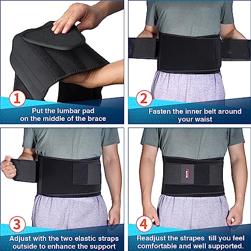 FEATOL Breathable Back Brace with Lumbar Pad for Women & Men, Support Belt for Lower Back Pain Relief for Herniated Disc, ...