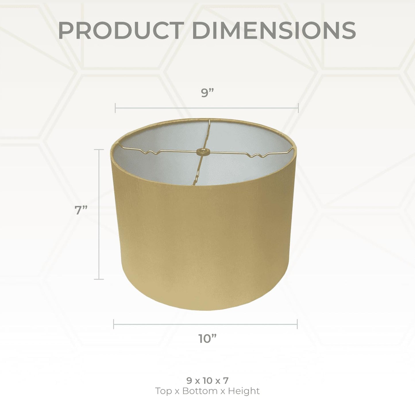 Royal Designs, Inc. Shallow Drum Lamp Shade, HB-610-10AGL-2, 9 x 10 x 7 in, Antique Gold, 2 Pack, Wood/Metal