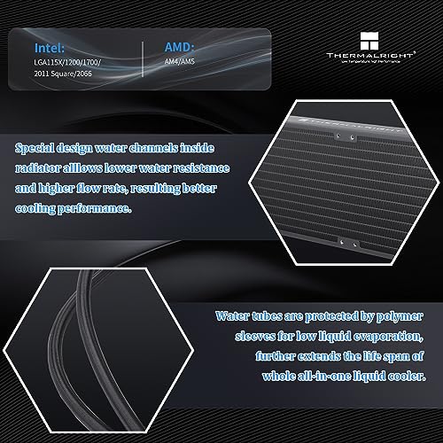 Thermalright Aqua Elite 360 V3 Water Cooling CPU Cooler, 3 PWM ARGB Fans with S-FDB Bearings,Efficient PWM Controlled Pum...