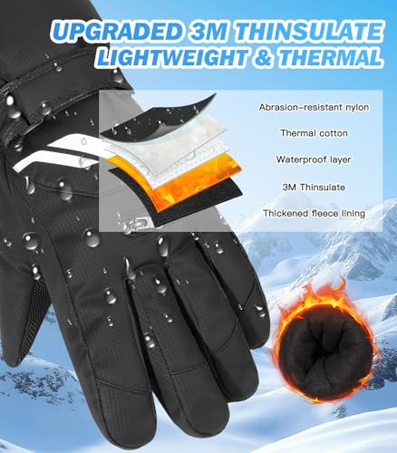 MoKo Winter Waterproof Thermal Gloves Men Women, Cold Weather Windproof Warm Gloves Ski Snow, 3M Thinsulate with Touchscre...