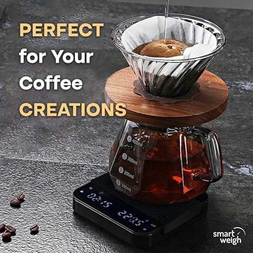 Smart Weigh Precision Coffee, Espresso & Baking Scale – 0.1g Accuracy, 3000g Capacity, Auto-Timer & LED Display