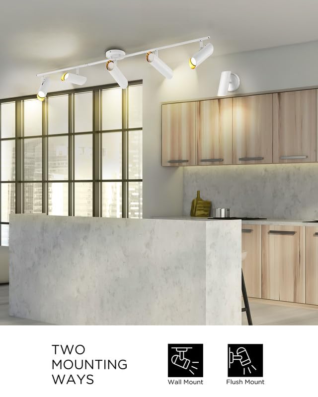 Femila Track Lighting  Led Track Light Gu10 Bulbs Included  44 Flush Mount Ceiling Spot Lights  For Living Room  Gallery  Bedroom  Hallway  4Fs79Tl-5 Wh