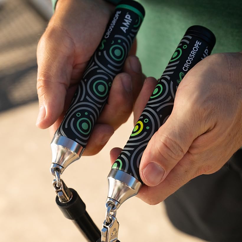 Crossrope AMP Smart Jump Rope Handles - Bluetooth- Connected Handle - Compatible with Crossrope Jump Ropes - Fitness Train...