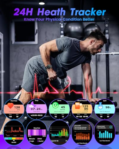 Smartwatch for Men Android Fitness Tracker: 1.53" Military Smart Watch with Flashlight Compass Make Answer Bluetooth Call ...
