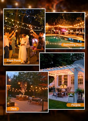 Brightown Outdoor String Lights, 50FT 25 G40 Bulbs Shatterproof Patio Lights, IP65 Waterproof Dimmable Hanging Connectable...