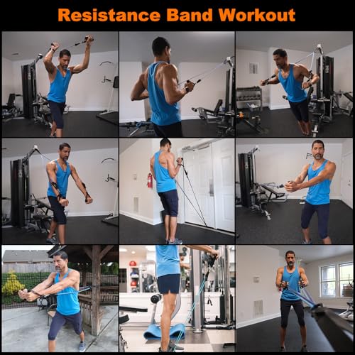 Resistance Bands Set with Separate Outdoor Anchor, KAKICLAY Exercise Bands for Indoor and Ourdoor Use, Versatile Resistanc...