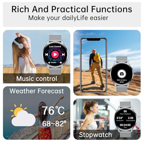 Smart Watch for Men Women Fitness: Waterproof Make/Answer Call Smart Watches for Men Digital Mens Watches Running Step Tra...