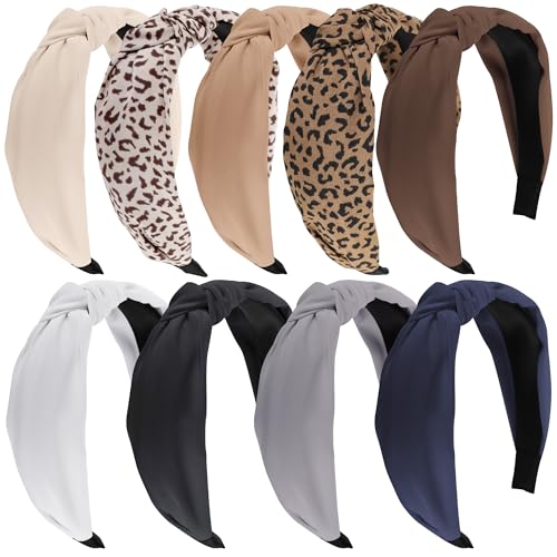 Funtopia Headbands for Women, 9pcs Fashion Knotted Headband Leopard Print Knot Hairband, Cute Wide Headbands for Women Gir...