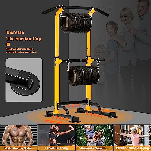 DlandHome Power Tower Pull Up Dip Station Multi-Function Fitness Equipment for Strength Training Adjustable Height Dip Sta...