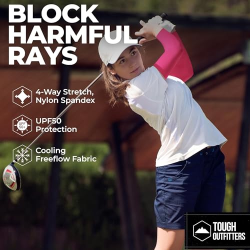 Tough Outdoors UV Arm Sleeves for Men Women - Sun Protection Sleeves - Compression Golf Baseball Cooling Tattoo Arm Sleeve