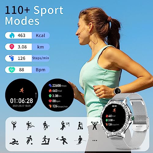 Fitoncloud Smart Watches for Women, 1.3”HD Fitness Tracker with Blood Pressure/Heart Rate Monitor, Bluetooth 5.2 Make Call...