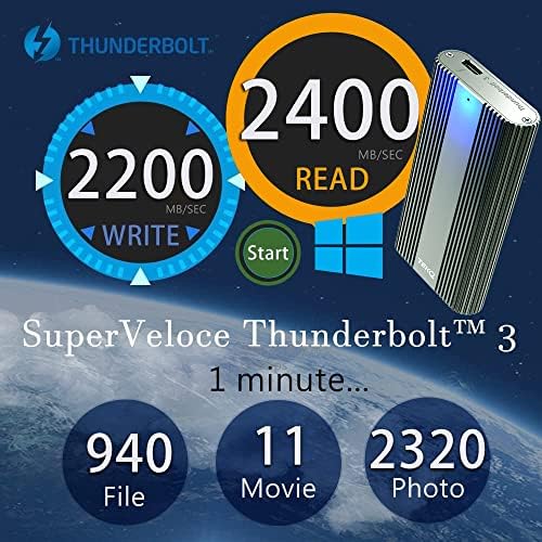 Tekq [Intel Certified] Thunderbolt 3 External Portable Ssd, Bus Powered, (Compatible With Thunderbolt 4 And Usb 4 Devices) (Spac