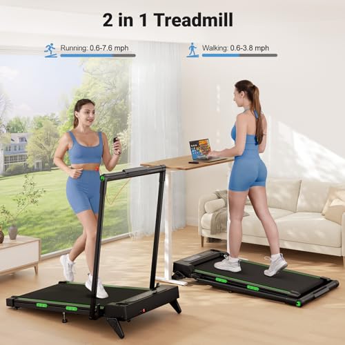 THERUN Walking Pad, 2 in 1 Foldable Treadmills for Home, 2.5HP Under Desk with Handle Bar, 16" Widened Running Belt, with ...