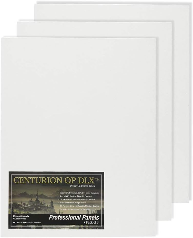 Centurion Deluxe Professional Oil Primed Linen Canvas Panels - 12x12-3 Pack of Linen Canvases for Painting, Artwork and More