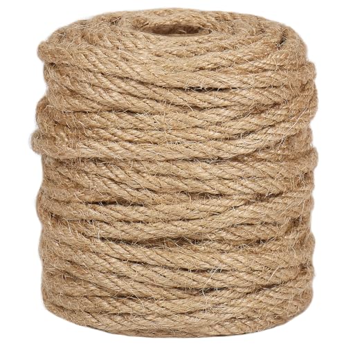 Vivifying 5mm Jute Rope, 98 Feet Strong Natural Jute Twine for Crafts, Cat Scratching Post, Garden Plants, Bundling and Ha...