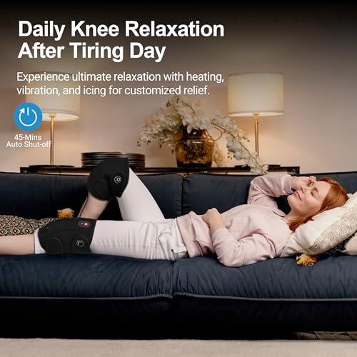 CooCoCo FSA Eligible HSA Knee Massager with Heat, Knee Pain Relief, Knee Heating Pad, Electric Heated Knee Brace with 2 He...