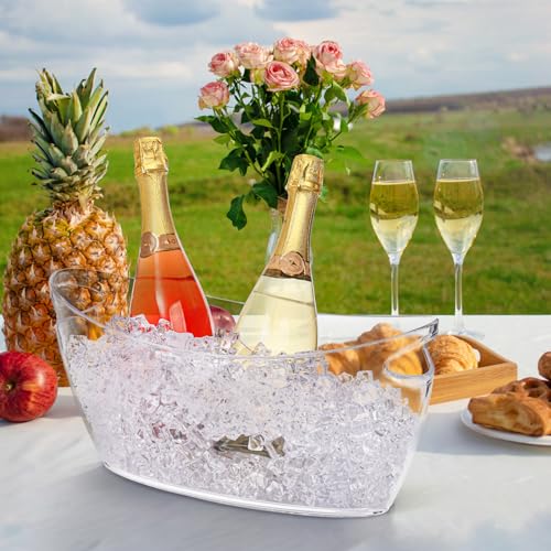 WRINGKIT Ice Bucket for Parties, Clear Acrylic Champagne Bucket with Handle, 6 Liters Beverage Ice Tub, Wine Beer Drink Bu...