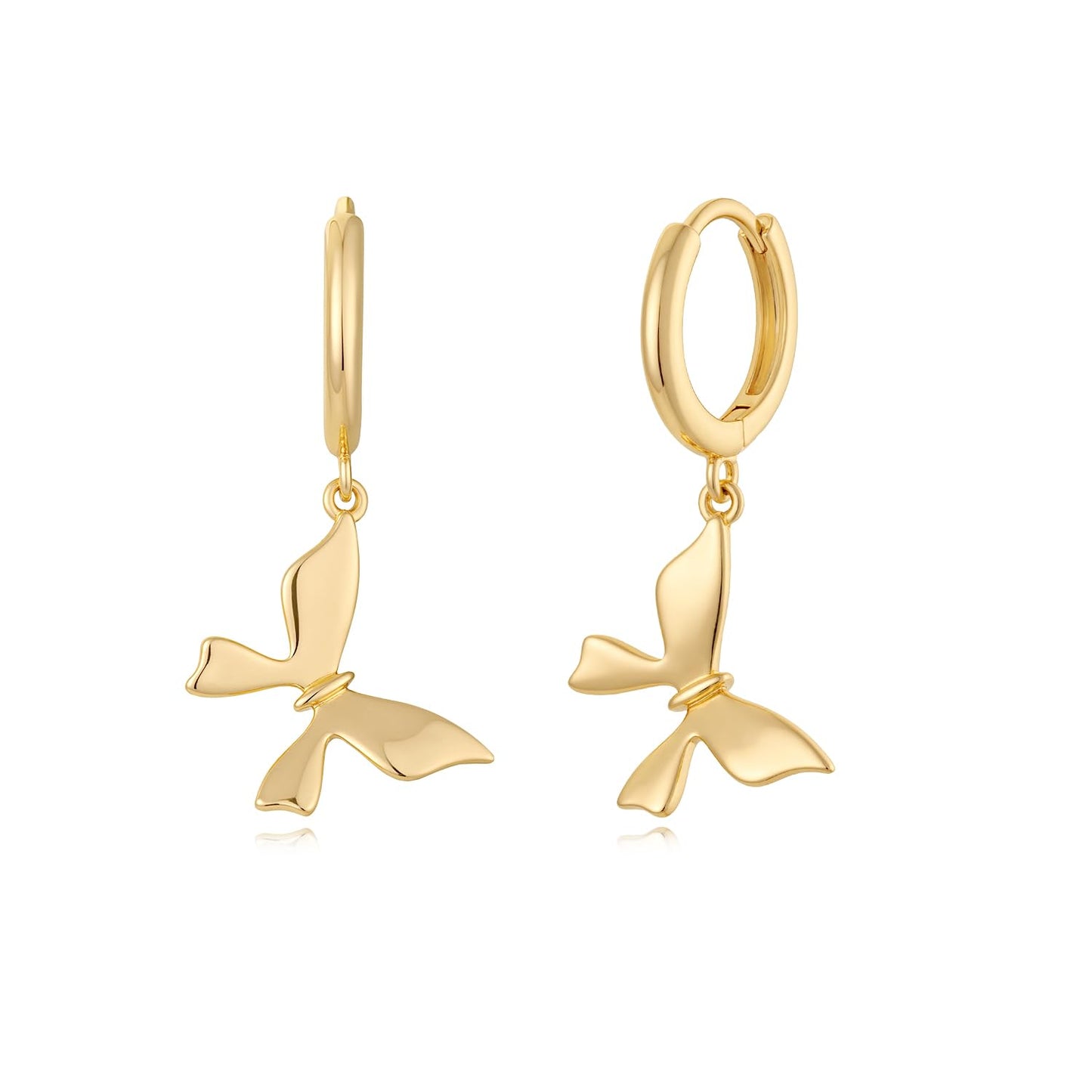 MYEARS Women Butterfly Earrings Gold Huggie Hoop Dangle Drop 14K Gold Plated Small Simple Hypoallergenic Everyday Jewelry