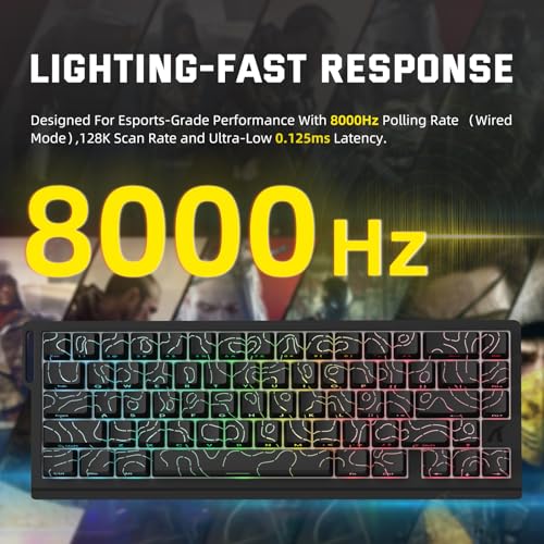 ATTACK SHARK X68 PRO HE Wireless Rapid Trigger Gaming Keyboard with Adjustable Actuation,8K Polling Rate,Hall Effect Magne...