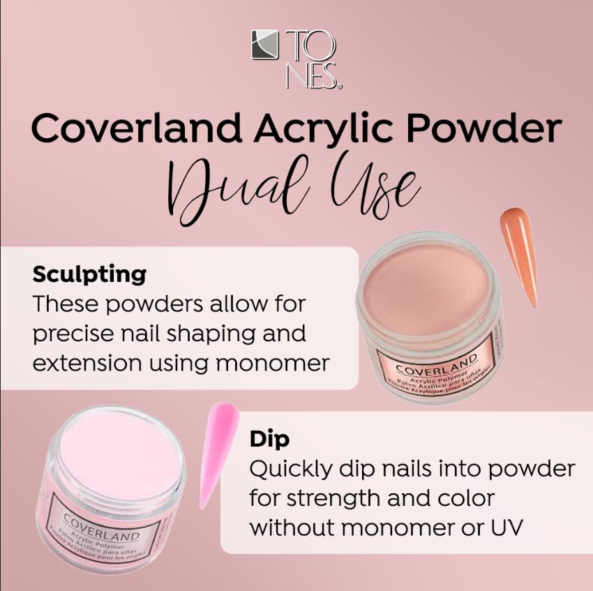 Tones Coverland Acrylic Nail Powder "Melted Metals" - Limited Edition Acrylic Powder for Nail Design, Sculpting, and Masking Nail Bed Imperfections - Professional Acrylic Nail Supplies - (1.5 Oz)