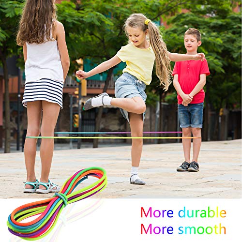 Gejoy 5 Pieces Chinese Jump Ropes Colorful Stretch Rope Elastic Rubber Twist Fitness Game for Outdoor Indoor Play Exercise...