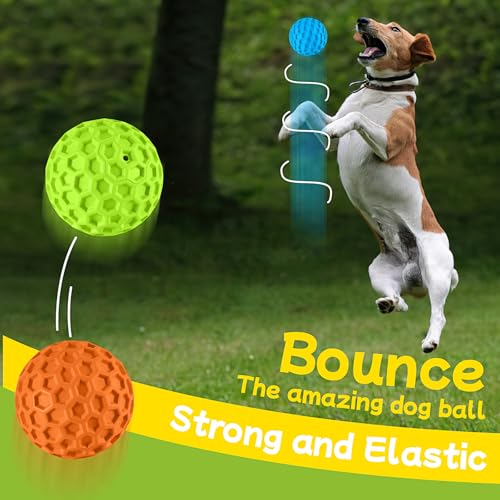 havit Indestructible Squeaky Dog Balls for Aggressive Chewers, Interactive Dog Toys to Keep Them Busy, Rubber Dog Chew Toy...