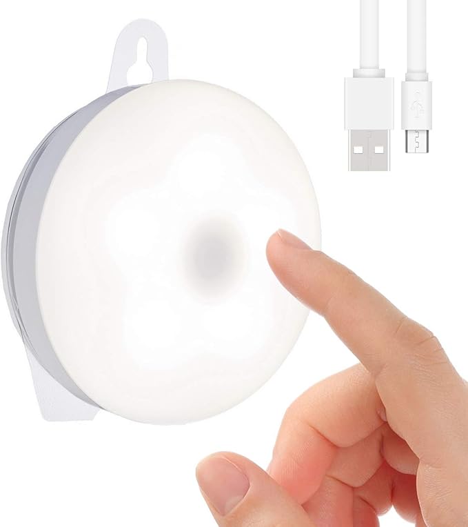 Rechargeable Touch Light, DIY Stick Anywhere Led Night Light Touch Lamp Tap Light (Touch Sensor Switch, Stepless Dimmer, Last Setting Memory, Built-in Battery Powered, Warm White Light)
