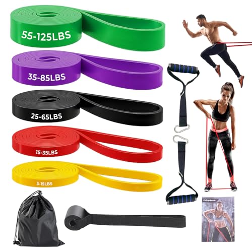 Resistance Bands Set – 5 Level Pull Up Exercise Bands with Handles, Door Anchor & Carry Bag | Workout Bands for Strength T...