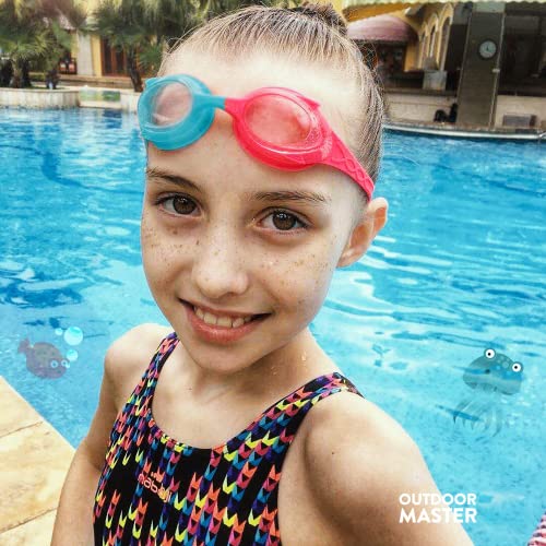 OutdoorMaster Kids Swim Goggles 2 Pack - Quick Adjustable Strap Swimming Goggles for Kids