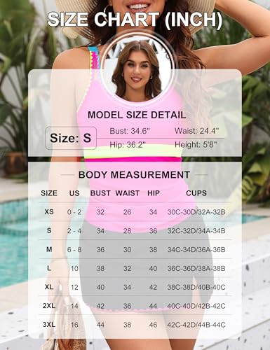 BMJL Women's Tankini Swimsuits Tummy Control Two Piece Bathing Suit Modest Swim Skirt Color Block Swim Suits 2026