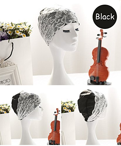 Honbay Fashion PU Lace Swim Cap Black Elastic Swimming Cap Swimming Hat Bathing Cap, Non-Waterproof