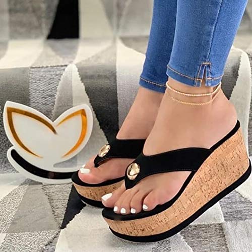 JEUROT Beach Sandals for Women Summer Casual Wedge Thong Sandal Slip On Platform Flip Flops Comfortable Walking Shoes